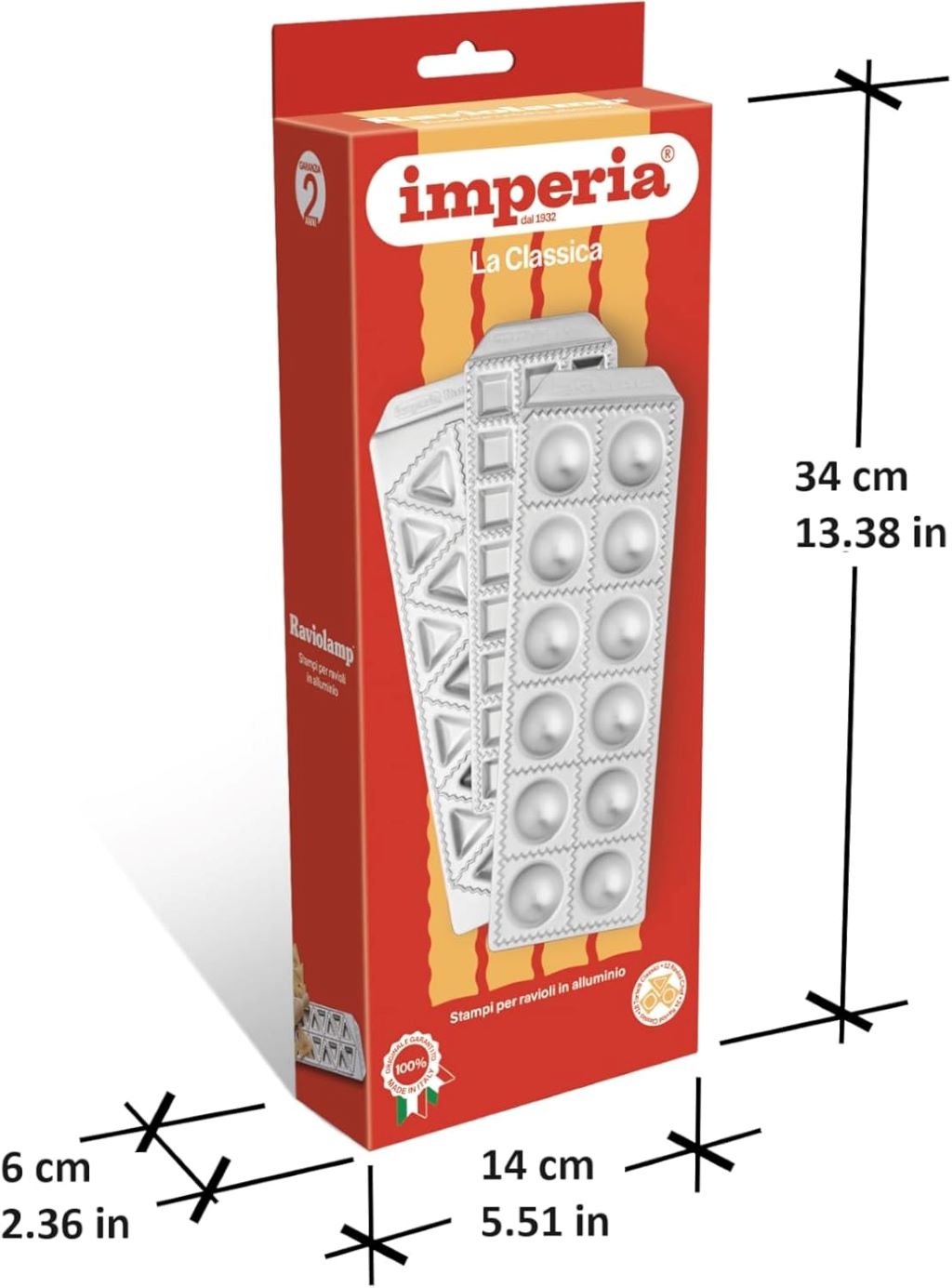 Close-up of ravioli being made using the Imperia Classic Line pasta tool.