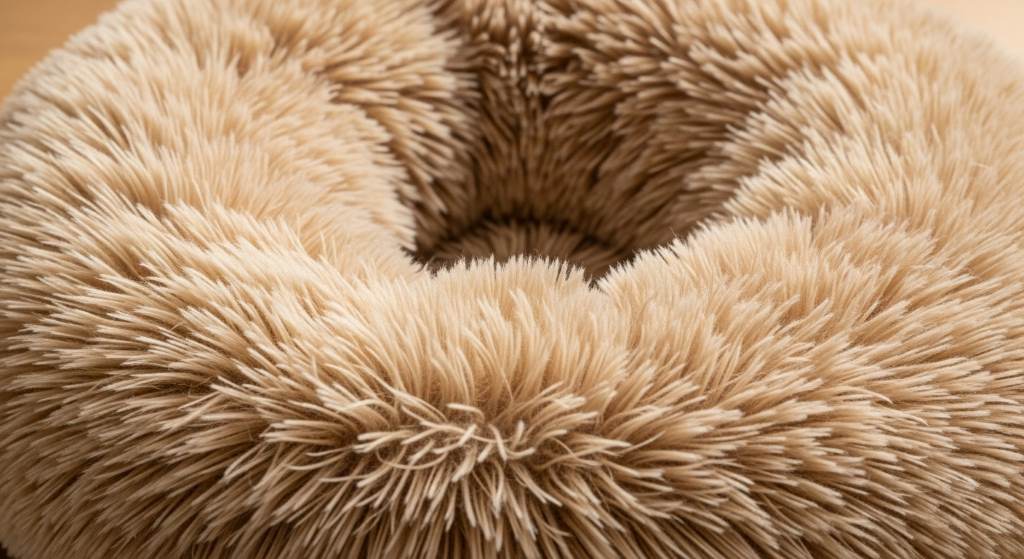 vegan shag fur texture on best donut cuddler showing deep pile and warmth