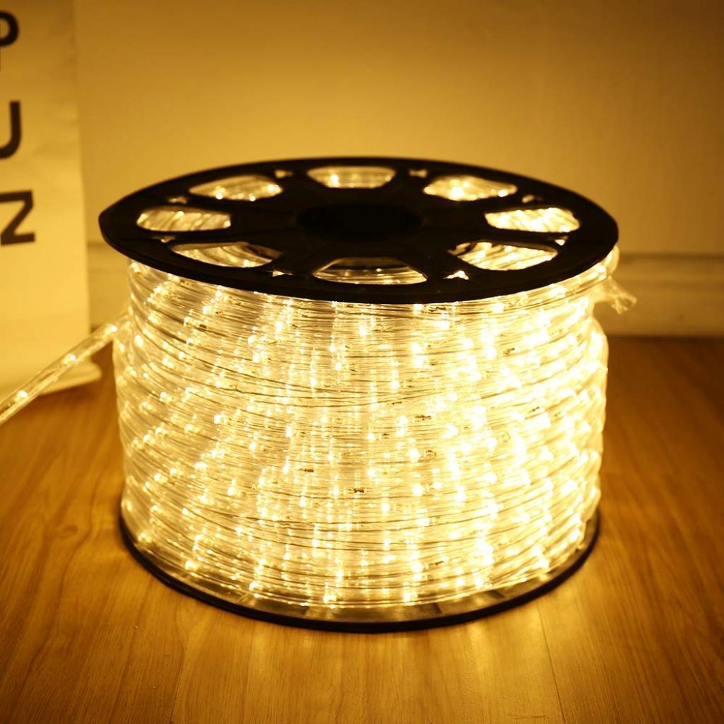 Close-up of DINGFU waterproof LED rope lights showing durable and flexible design