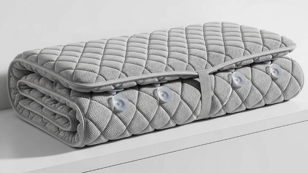 extra long quilted mesh full body bathtub cushion folded for storage