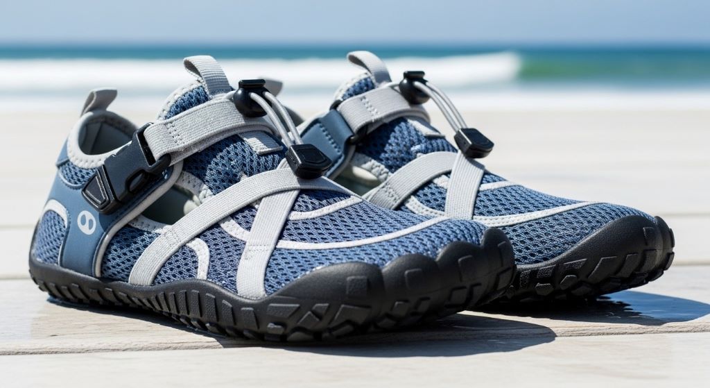 Women's surf water shoes with drainage holes and secure straps for budget-conscious surfers