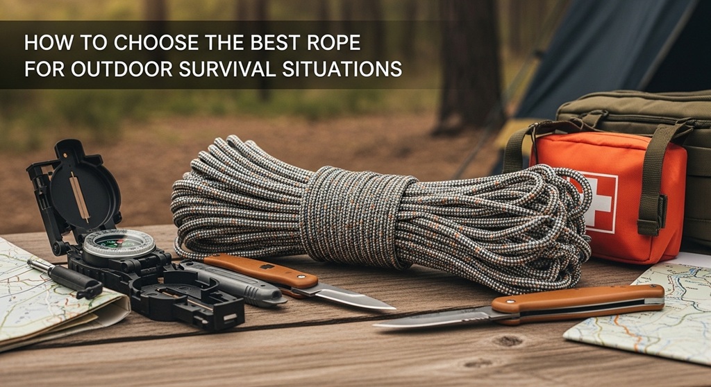 survival gear rope coiled for outdoor emergency use