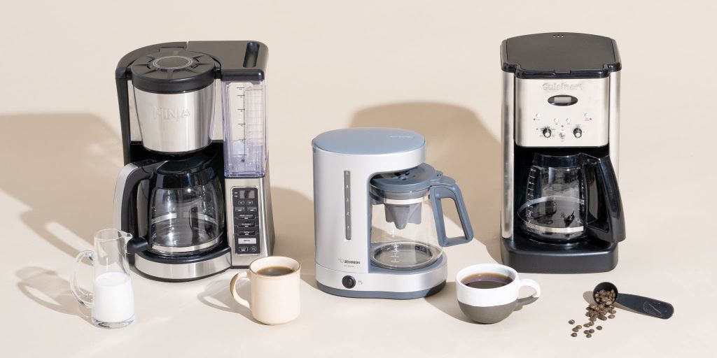 Modern drip coffee machines showing features and design differences