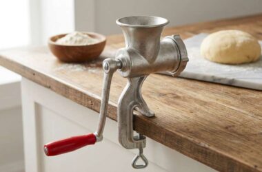 Tnfeeon hand-crank cavatelli and gnocchi machine on kitchen counter