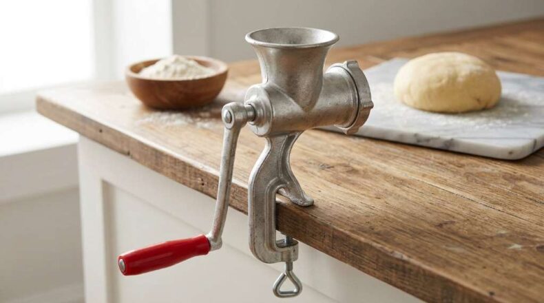 Tnfeeon hand-crank cavatelli and gnocchi machine on kitchen counter