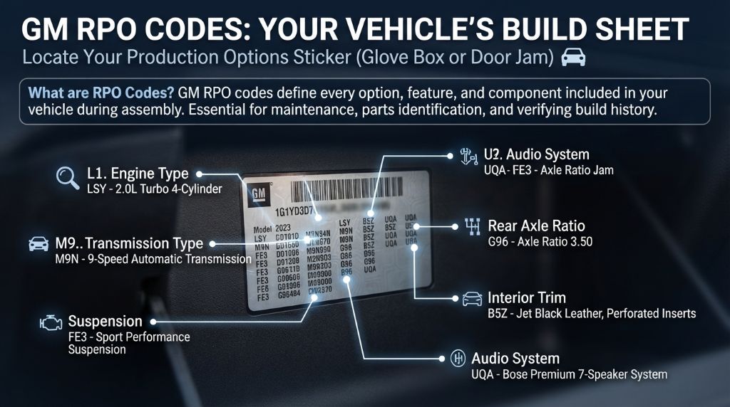 GM RPO codes explained for vehicle owners