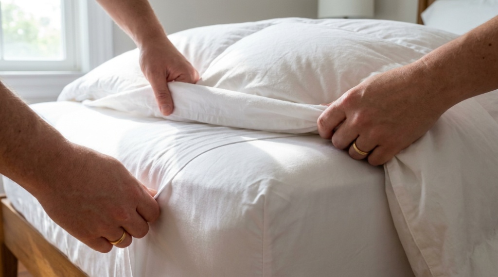 Decorative cushions and cozy blankets arranged neatly on a bed.